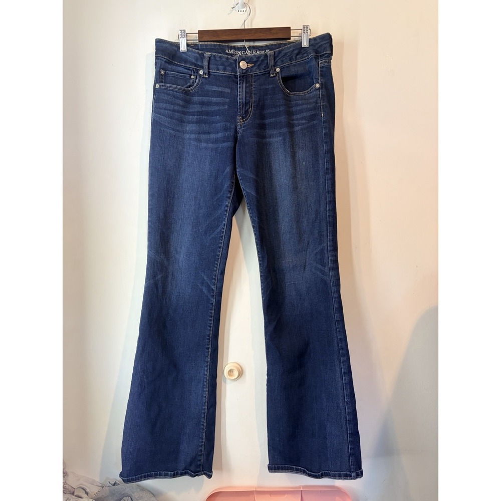 American Eagle Favorite Boyfriend Jeans Women's Size 12 X-Long Stretch Dark Wash
